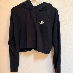 Nike Women's Black Hoodie with White Logo